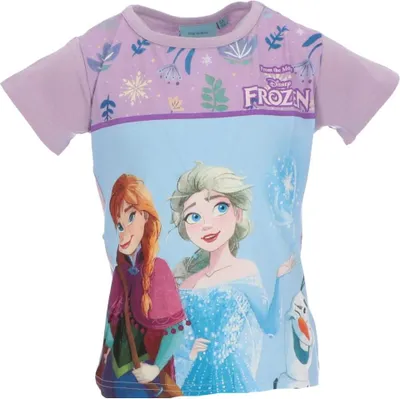 Productafbeelding van Frozen katoenen T-shirt met korte mouwen voor kinderen, met print, maat 3 jaar, paars