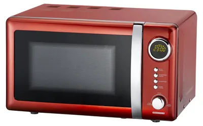 Mikrowelle 20 L, 700 W, Retro-Design, Rot, 5 Stufen, Timer