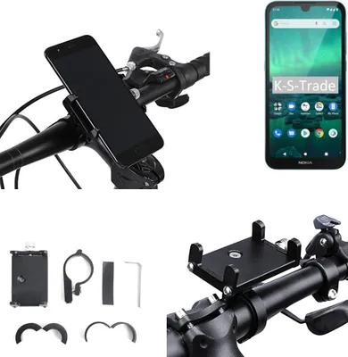 Produktbild von K-S-Trade Handyhalterung für das Fahrrad kompatibel mit Nokia 1.3 Halter Lenkstange Fahrradhalterung Motorrad Bike Mount Befestigung Smartphone Handy