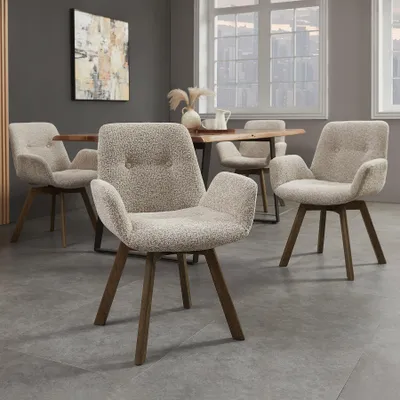 Produktbild von riess-ambiente Stuhl BALTIC taupe Bouclé walnuss Tweed Soft massive Eiche 360° drehbar