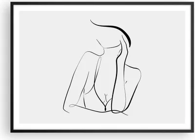 Produktbild von Gerahmtes Poster - Schwarzer Rahmen - Frau Linien Minimalismus - 100x70 cm - Wand Bild - Wanddeko - Wandbilder - Kunstposter - Wandposter - Bilderrahmen - Bilder - Kunstdruck - P2BAA100x70-4488