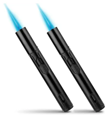 Produktbild von Gas Sturmfeuerzeug 15,2cm Jet Feuerzeug für Kerzen Camping Kamin - Schwarz