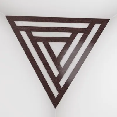 Produktbild von 2er-Pack – Deckenecken-Bassfalle "Triangle-F" | Pyramidenförmiger Akustikschaum mit laminierter HDF-Platte und Stoff [SCIFI -Wenge|Weiß]