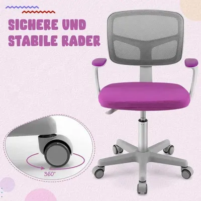 Image de Chaise de bureau pour enfants, réglable en hauteur, vert et violet