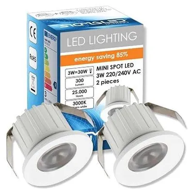Zdjęcie produktu dla Spot LED wpuszczany 3W ściemnialne 300LM neutralny 4000K zestaw 2SZT