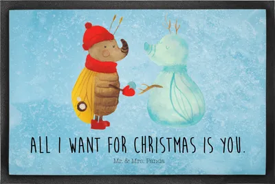 Produktbild von Mr. & Mrs. Panda Eingangsmatte Nachtfalter Schneemann 50 x 75 cm - Eisblau - Geschenk, Schmutzfangmatte, Weihnachten, fußmatte, Sauberlaufmatte, Schnee, Schmutzmatte