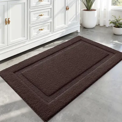 Immagine prodotto di Tappetino antiscivolo da bagno in microfibra, morbido e altamente assorbente, color marrone, 60 x 110 cm