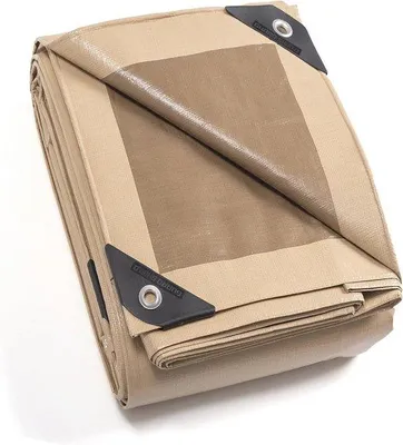Obrázek produktu pro Voděodolná střešní plachta – multifunkční – 5 m x 6 m – béžová/khaki – lehká – 160 g/m²