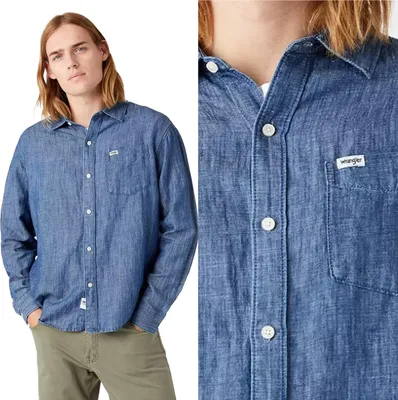 Immagine prodotto di Wrangler LS 1 Point Shirt Uomo Jeans Ladigo Indigo W5D6BNX4E 112146112
