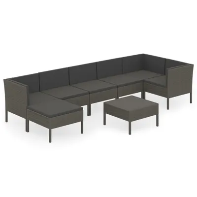 Immagine prodotto di vidaXL set salotto da giardino 8 pezzi con cuscini in poly rattan grigio