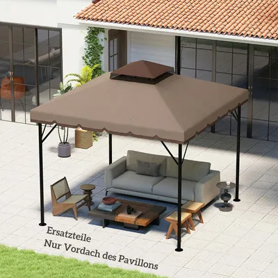 Produktbild von SUGIFT Ersatzdach Pavillon 3x3m, Pavillondach Doppeldach, Pavillonplane wasserdicht UPF 30+, Khaki | 300x300 cm | 180 g/m² Polyester