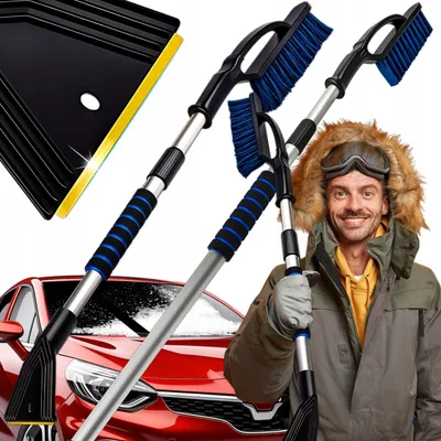 Image de Kuketo | Balai à neige Avec Raclette à glace en laiton 90-120 cm - Pelle à neige télescopique & Raclette à glace Pour voiture - Accessoires d'hiver Premium