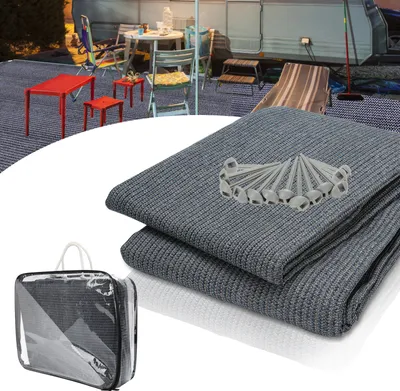 Obrázek produktu pro Izrielar koberec do předstanu 200 x 200 cm HDPE odolný proti UV záření propustný pro vodu prodyšný pro stan, karavan a piknik