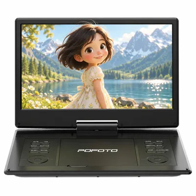 Zdjęcie produktu dla Przenośny odtwarzacz DVD o przekątnej 15,7 cala z wyświetlaczem HD o przekątnej 14,1 cala, obracanym, z czasem pracy na baterii do 6 godzin, bez ograniczeń regionalnych, z możliwością podłączenia do telewizora/projektora, stereo i funkcją zapisu