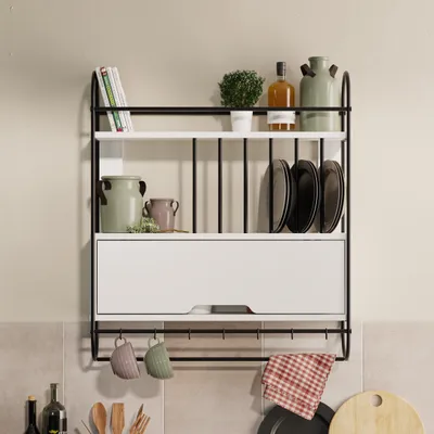Immagine prodotto di DECORTIE Scaffale da parete per cucina Holi, bianco, 18 x 76,5 x 87 cm
