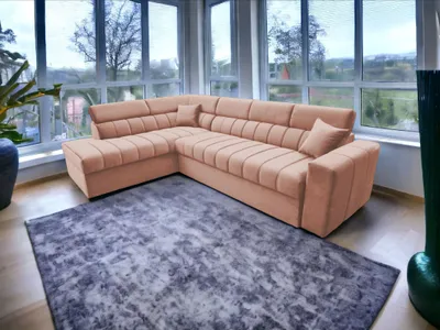 Produktbild von Ecksofa LUX L-form Polsterecke mit Schlaffunktion und Bettkasten, Farbe Monolith 61, Couchgarnitur, Sofagarnitur, Schlafsofa, Wohnzimmer sofa
