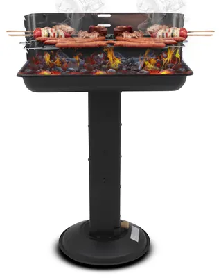 Produktbild von Muntel Holzkohlegrill edelstahl,Säulengrill, BBQ-Grill,inkl 5-fach höhenverstellbarem Grillrost, Lüftungsregler,Aschekasten und Aschekasten, für Camping, Garten, Schwarz
