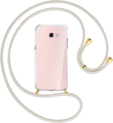 Produktbild von Handykette Backcover-Schutzhülle mit Band (Metall goldfarben) für Samsung Galaxy A7 2017 - broken white