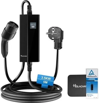 Productafbeelding van Laadkabel Auto 3,68 kW 5 Meter - Type 2 Stekker - Zwart - Draagbare EV Oplader
