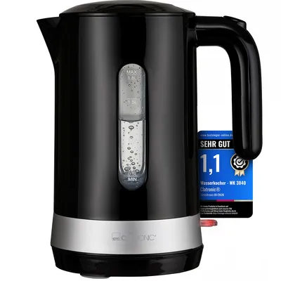 Produktbild von Clatronic® Wasserkocher 1,8L | 2200W | BPA frei | Einhandbedienung | Wasserstandsanzeige | 360° Sockel | Kabelaufwicklung | Kettle | WK 3840 schwarz