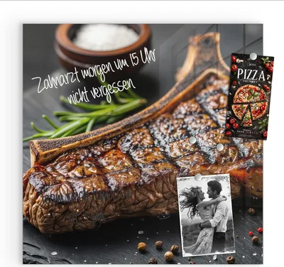 Produktbild von Magnettafel 50x50cm Pinnwand Whiteboard beschreibbar - Gegrilltes Steak