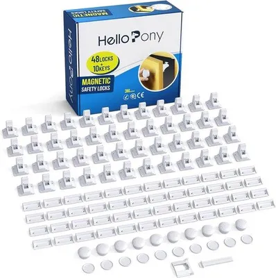 Produktbild von Magnetische Kastschlösser für Babys mit 48 Schlössern und 10 Schlüsseln - kinderfreundliche Kastenschlösser