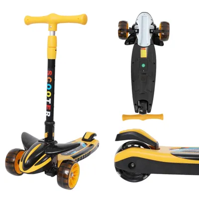 Produktbild von Habib Plane Scooter Kinderroller | 3-Rad, LED-Licht & Faltbar: Gelb