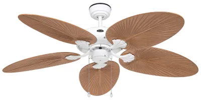 Image de Ventilateur de plafond avec chainettes pour l'extérieur Classic Outdoor Blanc / Palmier