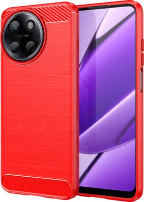 Produktbild von Hülle für Realme 11 4G Carbon-Faser Weich TPU Silikon Stoßfest Handyhülle Rot