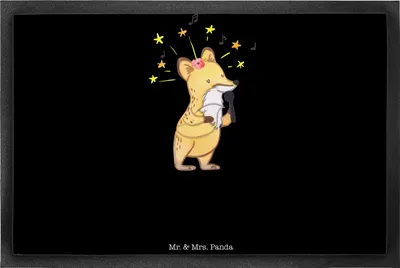 Produktbild von Mr. & Mrs. Panda Gummi-Fußmatte Musicaldarstellerin Herz 40 x 60 cm - Schwarz - Geschenk, fußmatte, bodenmatte, Türvorleger, Schmutzfangmatte, Schmutzmatte, Gummimatte