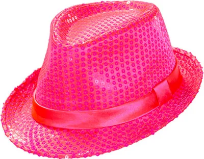Produktbild von Pailletten Fedora Hut Neon-pink