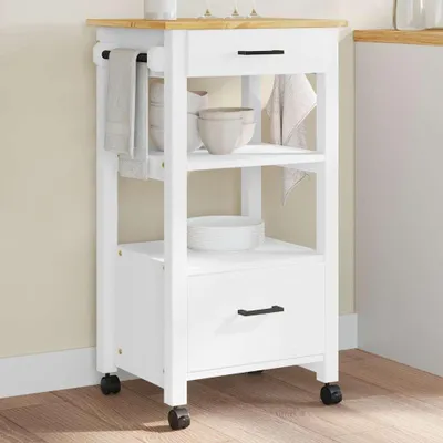Obrázek produktu pro Kuchyňský vozík monza 48 x 40 x 90 cm masivní borové dřevo Bílá