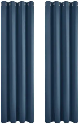 Immagine prodotto di Tende oscuranti Unyqoos® con isolamento termico e protezione della privacy, set da 2, dimensioni 200 x 140 cm, colore blu scuro