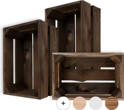 Image de Creative Deco Lot de 3 Caisse en Bois Wengé 30 x 20 x 15 cm Caisse Rangement