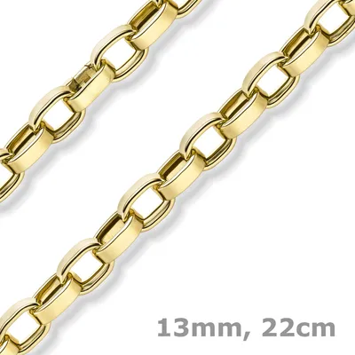 Produktbild von 13mm Phantasie-Armband ovale Ketteglieder abgeflacht 585 Gold Gelbgold 22cm