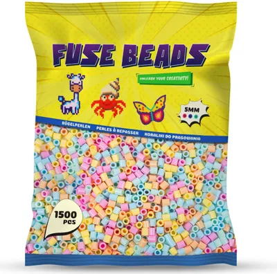 Produktbild von Benny Beads Bügelperlen 1500 Stück, Midi-Größe 5mm, Kreatives Bastelzubehör DIY Fuse Beads (Pastell)