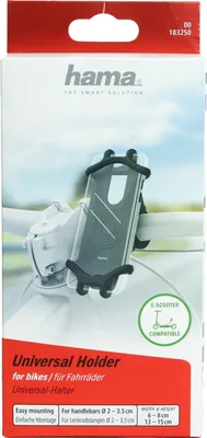 Produktbild von Hama 00183250, Handy/Smartphone, Passive Halterung, Fahrrad, Fahrrad / Auto, Schwarz