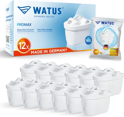 Produktbild von Watus Wasserfilter Ersatz für Brita-Kannen , Kompatibel mit Brita Maxtra+, Marella, Marella XL, Marella Cool, Style, Style XL Kannenserie -12er Pack