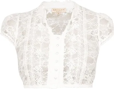 Produktbild von KRÜGER Dirndlbluse Laive, hochgeschlossen mit Knopfleiste, edle Spitze, kurzarm