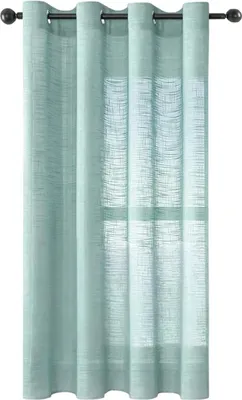 Immagine prodotto di Tenda in tulle, aspetto simile al lino, semitrasparente, con passanti, 175x140 cm, verde
