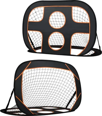 Produktbild von TRMLBE 2-in-1 Fussballtor für Garten Kinder 121x80x80cm Faltbar Draußen Fußballtor Multifunktional inkl. Pop-Up Torwand mit 6 Loch, Fußball Tor mit Tragetasche für Fußballtraining Spielen