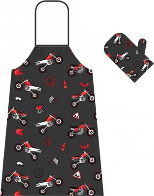 Produktbild von Booster Schürze und Ofenhandschuh-Set, motocross print