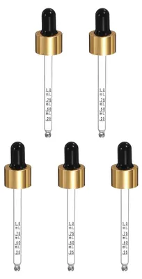 Gläserne Tropfflasche 5 Stück 50 ml schwarz/gold für Öle