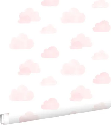 Produktbild von ESTAhome Tapete gestempelte Wolken Hellrosa und Weiß 53 cm x 10.05 m