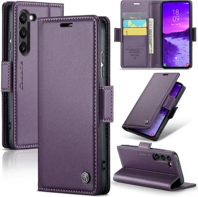 Image de Étui pour Samsung Galaxy S25 - Coque portefeuille CASEME Litchi Texture - Violet