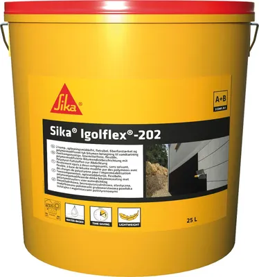 Produktbild von Sika 2-K Bitumendickbeschichtung Sika Igolflex 202, polystyrolgefüllt, für Bauwerksabdichtung, pastös, 25l, schwarz