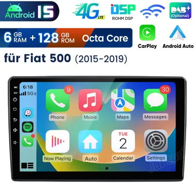 Produktbild von 9" Carplay Android 15 Autoradio Für Fiat 500 2015-2019 GPS Navi WIFI 4G-LTE BT DAB+ SWC USB DSP RDS 8-Kern 6GB+128GB