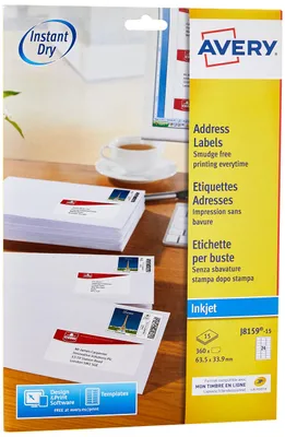 Obrázek produktu pro AVERY J8159-15 Inkoustový adresní štítek AVERY, 63,5 x 33,9 mm, bílý