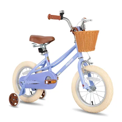 Produktbild von JOYSTAR 12/14/16/18/20 Mädchenfahrrad für 2-13 Jahre alte Kinder, 12" 14" 16" 18" Kinderfahrrad mit Stützrädern & Korb, 20 Zoll mit Ständer, Lila