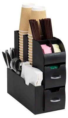 Kaffeetassen-Organizer, 11 Fächer, 2 Schubladen, Schwarz, 1 Stück